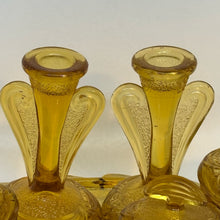 Load image into Gallery viewer, Vintage Pressed Amber Glass 6-Piece Trinket Dressing Table Set & Tray