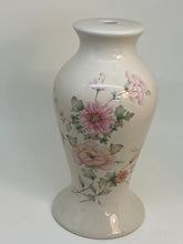 Load image into Gallery viewer, LAMP BASE Cream with Pink Flowers and Green Foliage 8"
