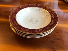 Load image into Gallery viewer, Vintage J & G MEAKIN Sol Golden Court Burgundy LUNCH PLATES, GRAVY BOAT, TUREENS