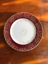 Load image into Gallery viewer, Vintage J & G MEAKIN Sol Golden Court Burgundy LUNCH PLATES, GRAVY BOAT, TUREENS