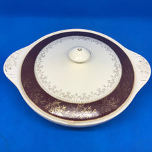 Load image into Gallery viewer, Vintage J & G MEAKIN Sol Golden Court Burgundy LUNCH PLATES, GRAVY BOAT, TUREENS