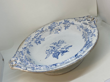 Load image into Gallery viewer, Antique Victorian Wedgwood Woodbine Blue White Ceramic Serving Bowl 10.5"