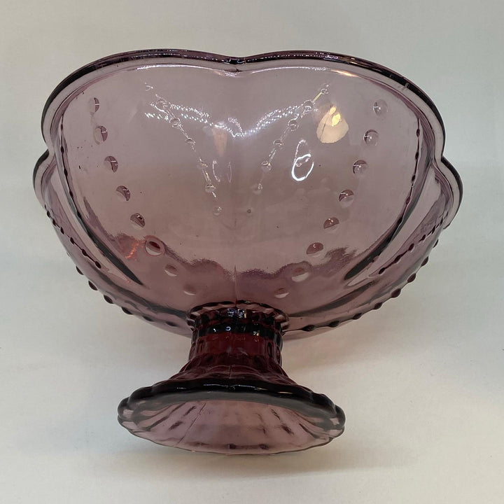 Vintage Purple Studio Pressed Glass Footed Lobed Fruit Bowl 8.25" Diameter