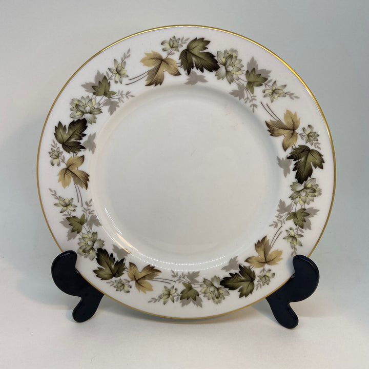 Vintage Autumnal Royal Doulton Brown & Green Leaves Bone China Tea Plate 8"