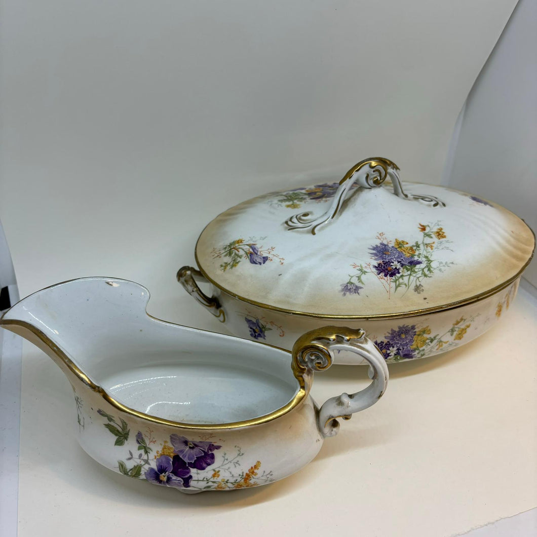 Antique DOULTON Burslem TUREEN and SAUCE GRAVY BOAT