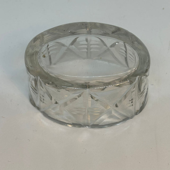 Vintage Moulded Glass Oval SALT CELLAR Geometric Style