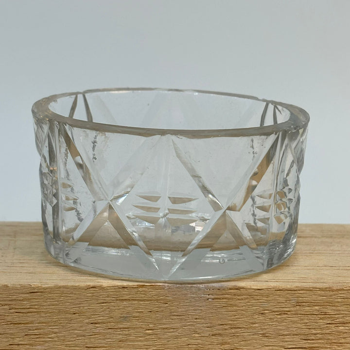 Vintage Moulded Glass Oval SALT CELLAR Geometric Style
