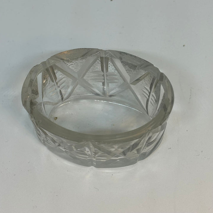 Vintage Moulded Glass Oval SALT CELLAR Geometric Style