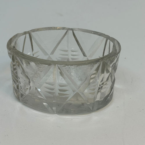 Vintage Moulded Glass Oval SALT CELLAR Geometric Style