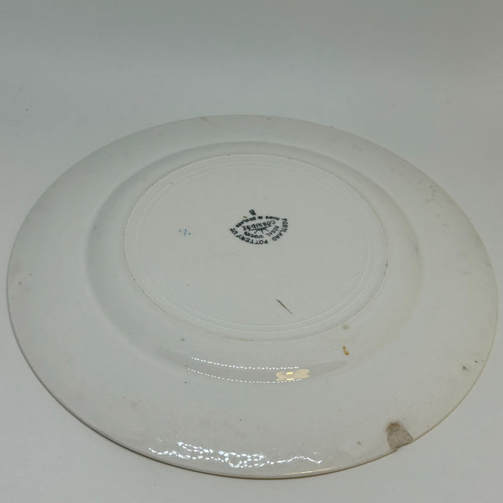 Vintage Portland Pottery LUNCH PLATE Red and White Carnations