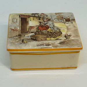NEW HALL HANLEY Staffordshire Sairey Gamp TRINKET BOX 1950s Martin Chuzzlewit Charles Dickens