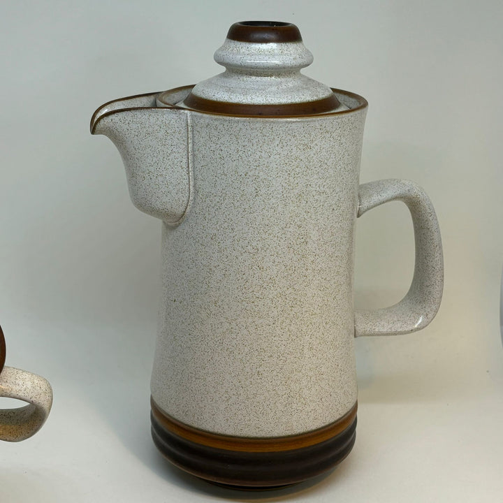 Vintage Denby Stoneware Potter's Wheel COFFEE POT CREAMER SUGAR BOWL - 1970s