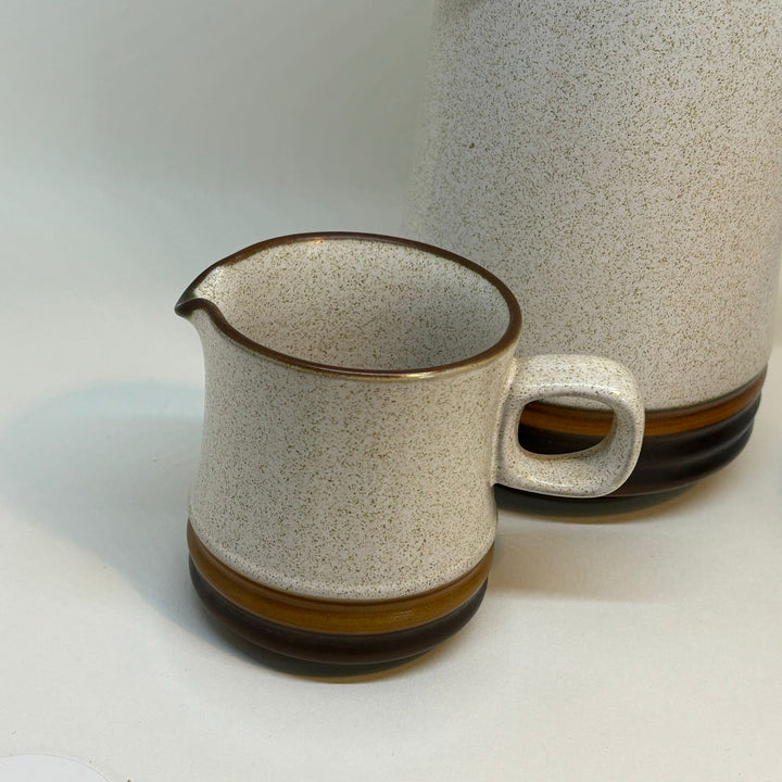 Vintage Denby Stoneware Potter's Wheel COFFEE POT CREAMER SUGAR BOWL - 1970s