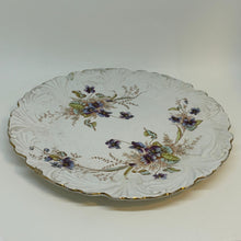 Load image into Gallery viewer, Antique Late Victorian CAKE PLATE  Purple flowers 9.25&quot;