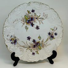 Load image into Gallery viewer, Antique Late Victorian CAKE PLATE  Purple flowers 9.25&quot;