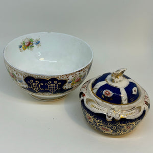 Vintage Cobalt Blue TAYLOR & KENT Longton Fine Bone China SUGAR and SLOP BOWLS