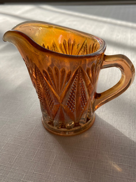 Vintage Molded Carnival Glass Diamond Pattern Creamer/Miniature Jug