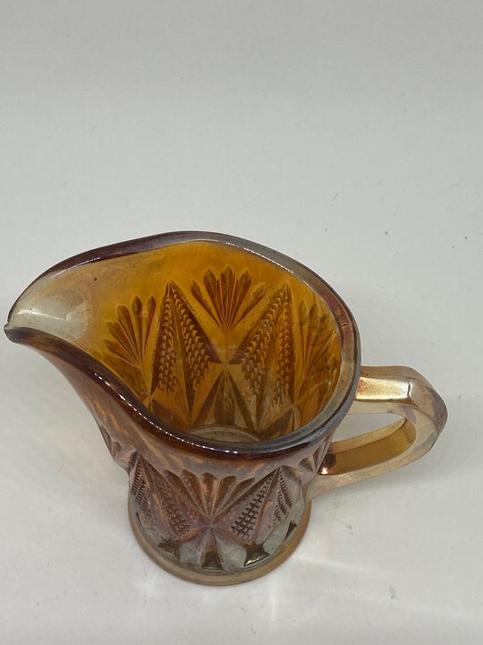 Vintage Molded Carnival Glass Diamond Pattern Creamer/Miniature Jug