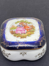 Load image into Gallery viewer, Vintage Bavarian Italian K.A. Ker Artis Pastoral Courting Lovers Trinket Box