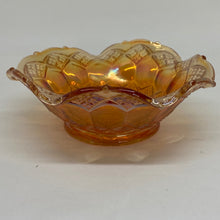 Load image into Gallery viewer, Vintage Fenton Carnival Glass Geometric Pattern Iridescent Orange Bowl 6"