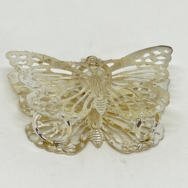 Set of 8 Vintage Reusable Silver Filigree Butterly Drinking Straw Toppers