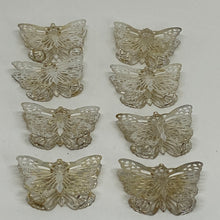 Load image into Gallery viewer, Set of 8 Vintage Reusable Silver Filigree Butterly Drinking Straw Toppers