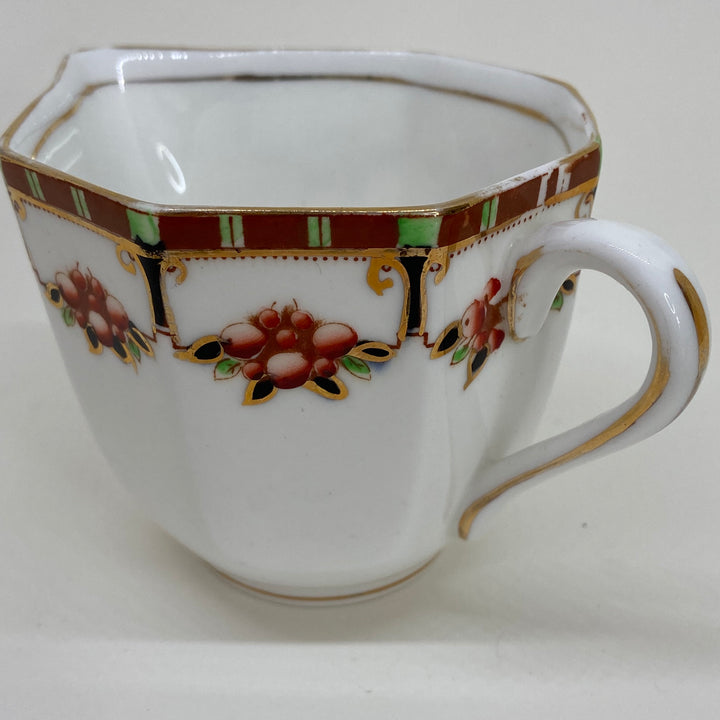 Vintage Art Deco Delphine Green & Brown Bone China Milk Jug/Creamer
