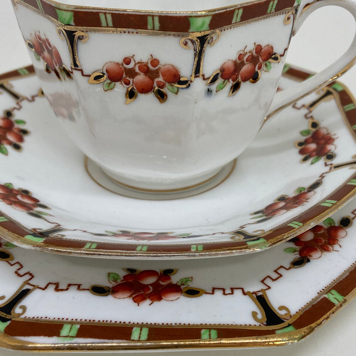Vintage Art Deco Middleton Delphine China Tea Cup Saucer & Plate Trio Set