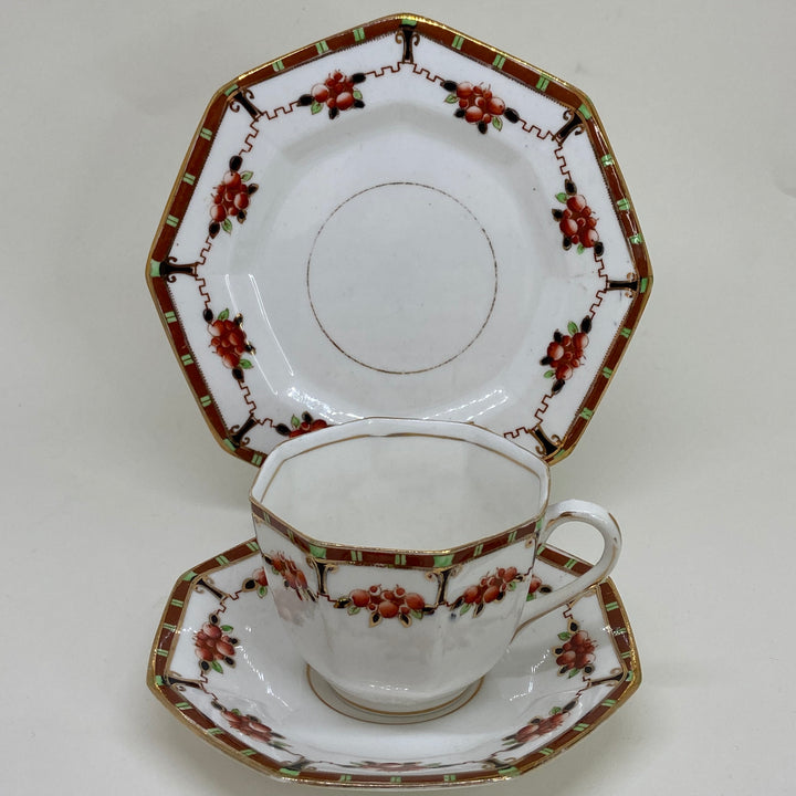 Vintage Art Deco Middleton Delphine China Tea Cup Saucer & Plate Trio Set