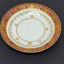 Load image into Gallery viewer, Vintage Red &amp; Gold French Porcelain de Luxe Espresso Saucer 4.25"