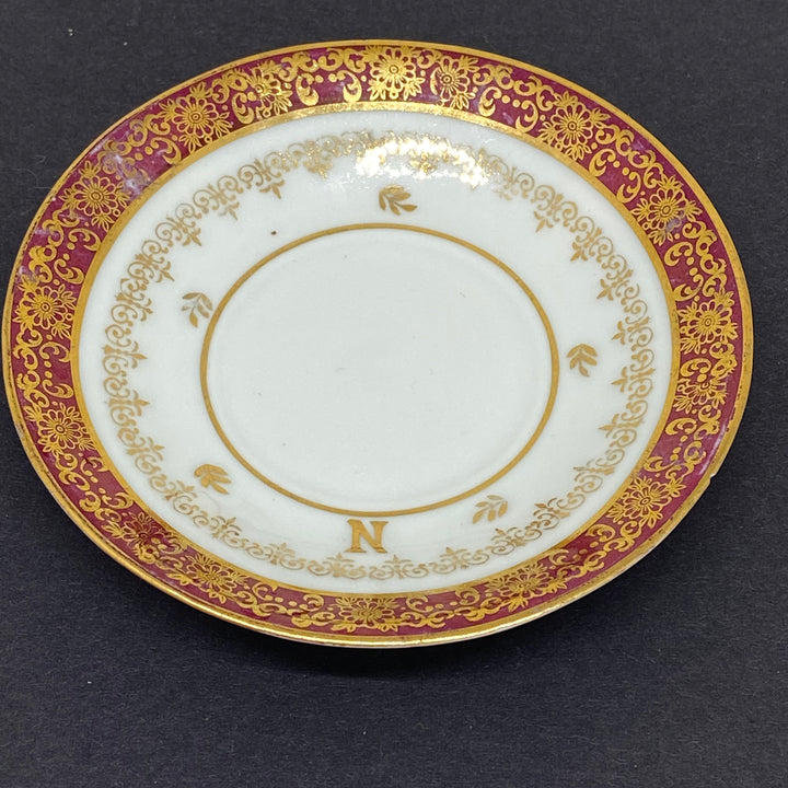 Vintage Red & Gold French Porcelain de Luxe Espresso Saucer 4.25"