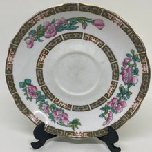 Load image into Gallery viewer, Vintage Indian Tree Duchess Floral Greek Key Bone China Saucer 5.5"
