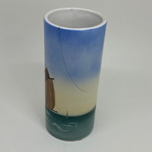 Load image into Gallery viewer, Vintage Hand Painted German Wittenberg Sail Boat Pottery Column Vase 5.75"