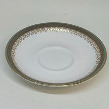 Load image into Gallery viewer, Vintage Kensington Paragon Green &amp; Gold Filigree Bone China Saucer 5.5"