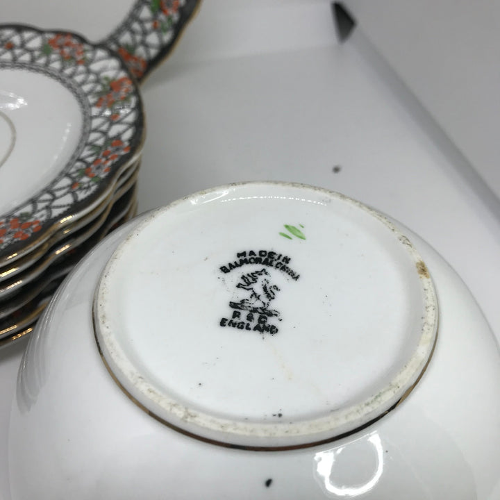 Vintage 8-Piece Art Deco Balmoral China Tea Time Cake Serving Set 1930s