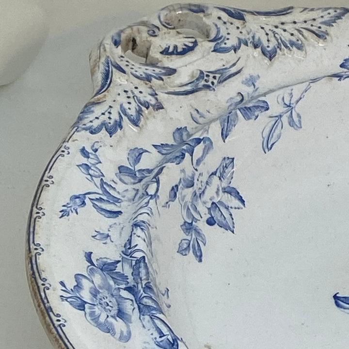 Antique Victorian Wedgwood Woodbine Blue White Ceramic Serving Bowl 10.5"