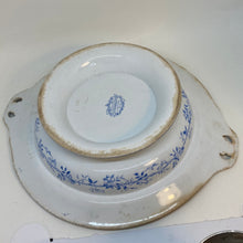Load image into Gallery viewer, Antique Victorian Wedgwood Woodbine Blue White Ceramic Serving Bowl 10.5"