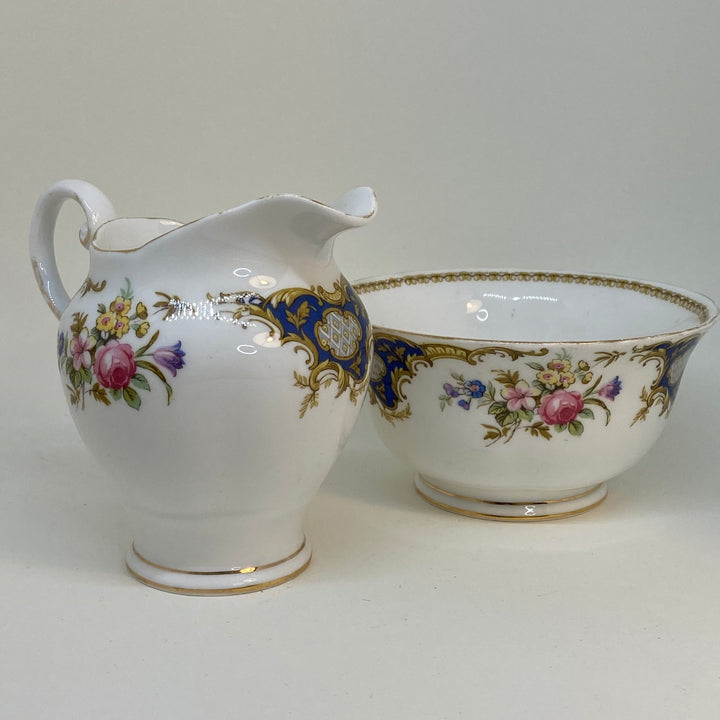 Vintage Bone China Tuscan Windsor Floral Sugar Bowl & Creamer Set