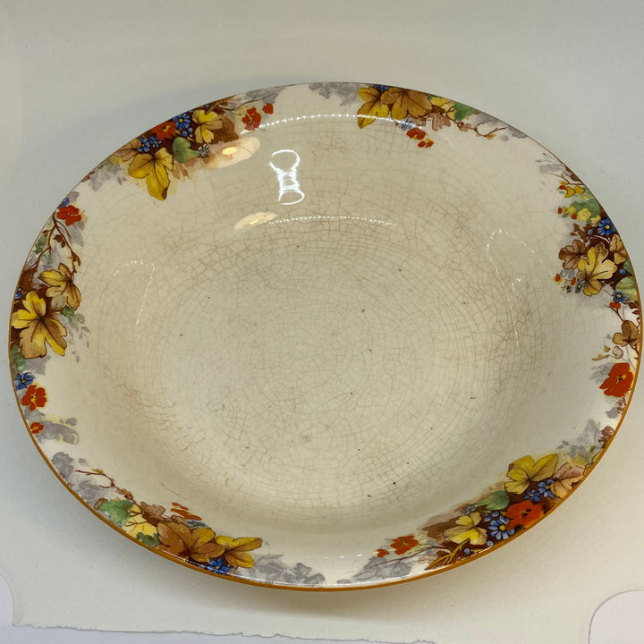 Vintage Hand Painted Floral Art Deco Rodanthe Vegetable Serving Bowl 9.5"