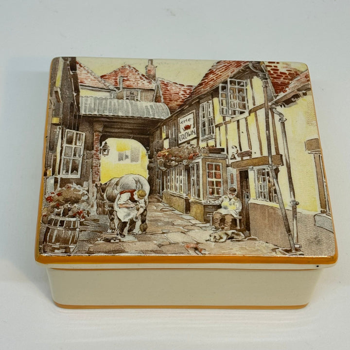 NEW HALL HANLEY Staffordshire The Crown TRINKET BOX 1950s Old London