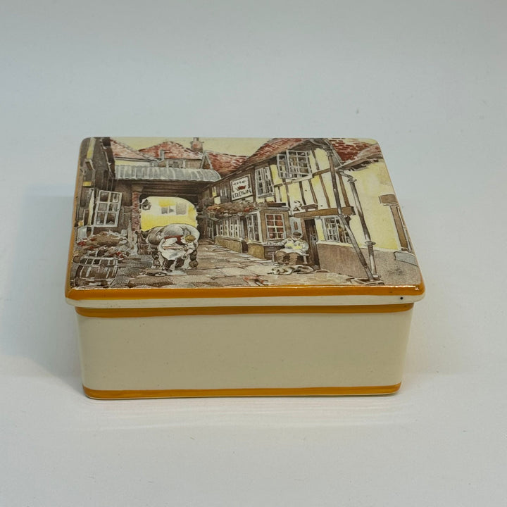 NEW HALL HANLEY Staffordshire The Crown TRINKET BOX 1950s Old London