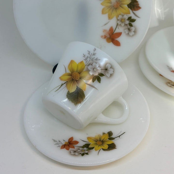 2 x Retro Vintage Autumn Glory Pyrex JAJ Tea Plate, Saucer and Tea Cup TRIOS