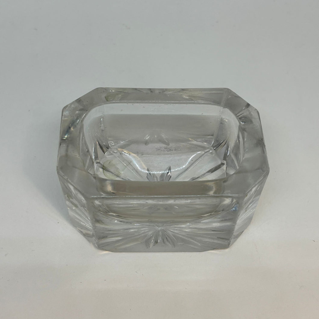 Vintage Rectangular Moulded Glass SALT CELLAR Art Deco Style