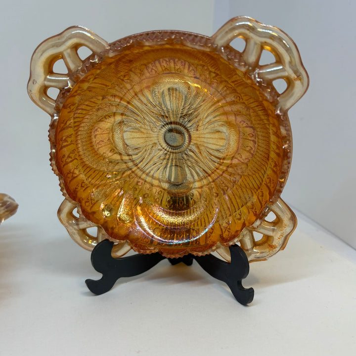 2 x Sowerby Carnival Glass Dessert Bowls