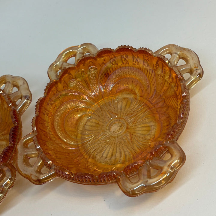 2 x Sowerby Carnival Glass Dessert Bowls
