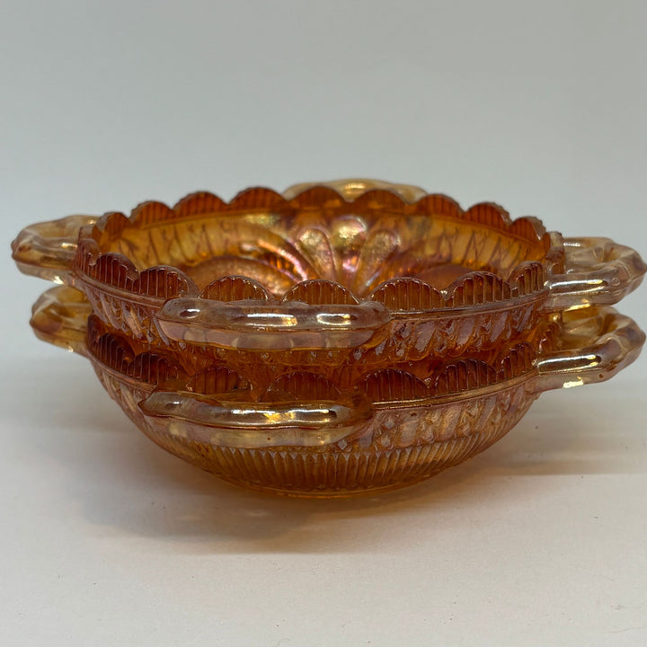 2 x Sowerby Carnival Glass Dessert Bowls