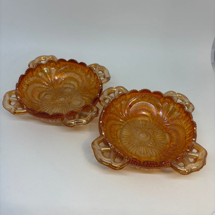 2 x Sowerby Carnival Glass Dessert Bowls
