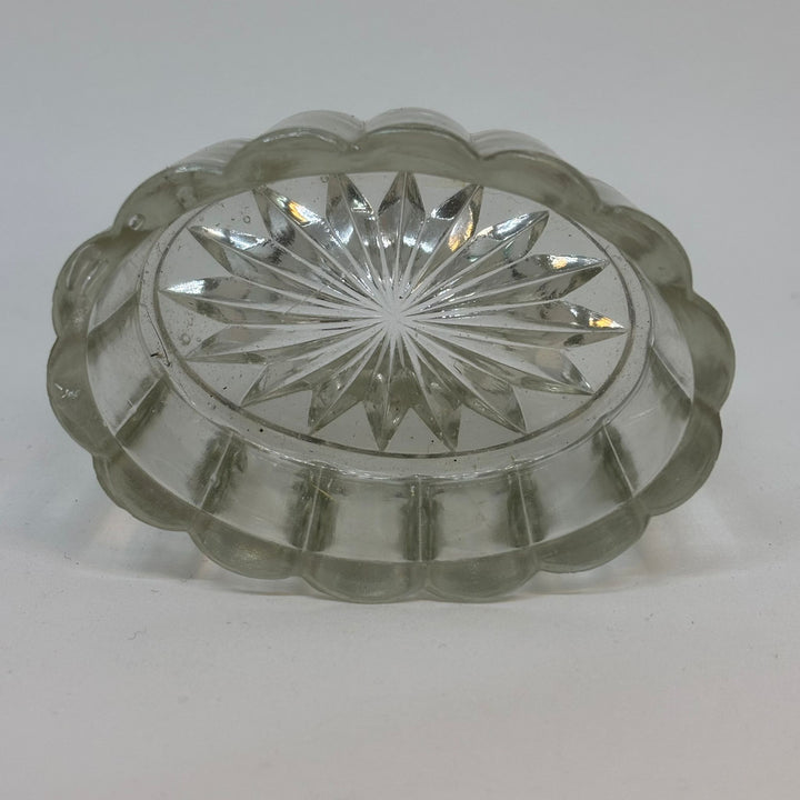 Vintage Scalloped Edges Pressed Glass Oval Salter