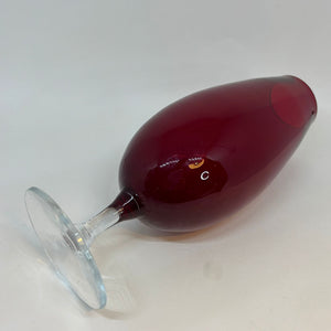 Vintage RUBY Red Glass GLASS SHAPED VASE 9"