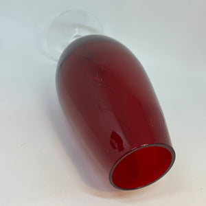 Vintage RUBY Red Glass GLASS SHAPED VASE 9"